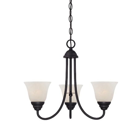 Designers Fountain Kendall 3 Light Transitional Oil Rubbed Bronze with Alabaster Glass Shades Chandelier 85183-ORB